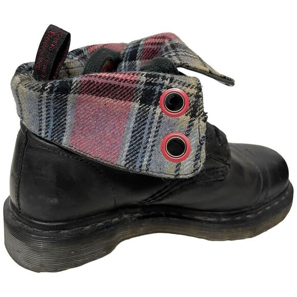 DR MARTENS #12105 Pink Plaid Flannel Lined Fold Down Boots 6 - Picture 9 of 13